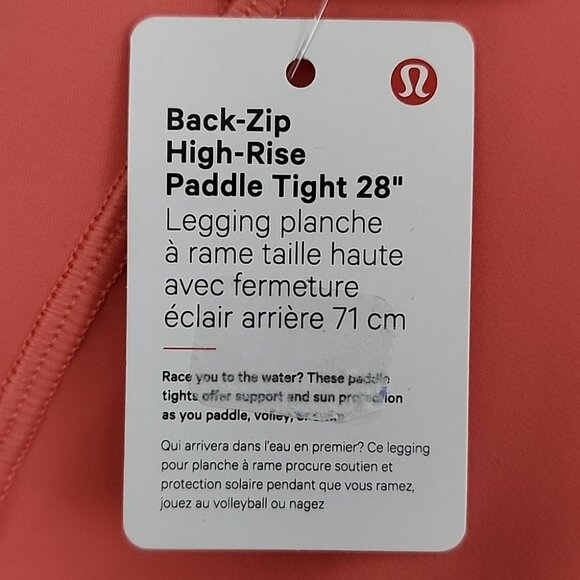 Lululemon Back-Zip High-Rise Paddle Tight 28" Raspberry Cream Size 10 - Picture 8 of 16